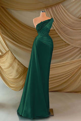 One Shoulder Long Prom Dress with Appliques and Ruffles