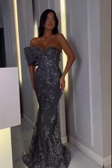 One Shoulder Mermaid Long Prom Dress with Appliques