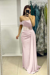 One Shoulder Mermaid Long Prom Dress with Ruffles