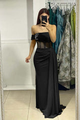 One Shoulder Mermaid Long Prom Dress with Ruffles
