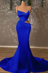 One Shoulder Mermaid Prom Dress with Beading and Pleated