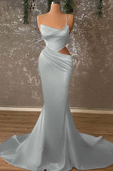 One Shoulder Mermaid Prom Dress with Beading and Pleated