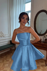 One Shoulder A-Line Short Prom Dress with Pleated Details