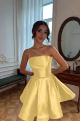 One Shoulder A-Line Short Prom Dress with Pleated Details