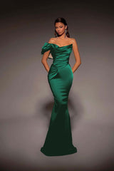 One Shoulder Strapless Mermaid Long Prom Dress with Pleated