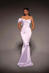 One Shoulder Strapless Mermaid Long Prom Dress with Pleated