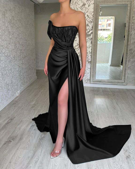 One Shoulder Mermaid Long Prom Dress with Split