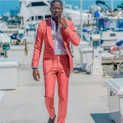 Peach Shawl Lapel Prince Suit for Wedding - Simple 2 Pieces