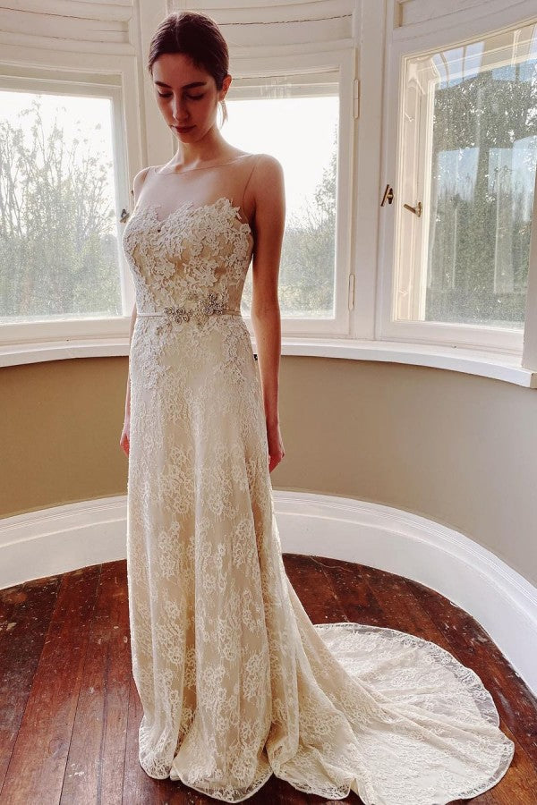 Pearl Mermaid Wedding Dress With Appliques Lace Sash