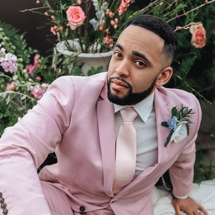 Pink Notched Lapel Dinner Prom Suits, Two Pieces for Guys Slim Fit