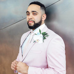 Pink Notched Lapel Dinner Prom Suits, Two Pieces for Guys Slim Fit