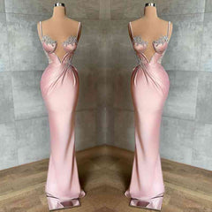 Pink Spaghetti Strap Beautiful Prom Dress with Beadings