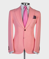 Pink Three-Piece Peaked Lapel Wedding Suit for Groom