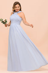 Plus Size Affordable Lavender Chiffon Bridesmaid Dresses with Ruffle-Babyonlines