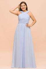Plus Size Affordable Lavender Chiffon Bridesmaid Dresses with Ruffle-Babyonlines