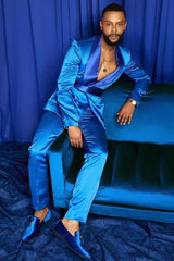 Popular Blue Groom and Groomsmen Suit with Shawl Lapel