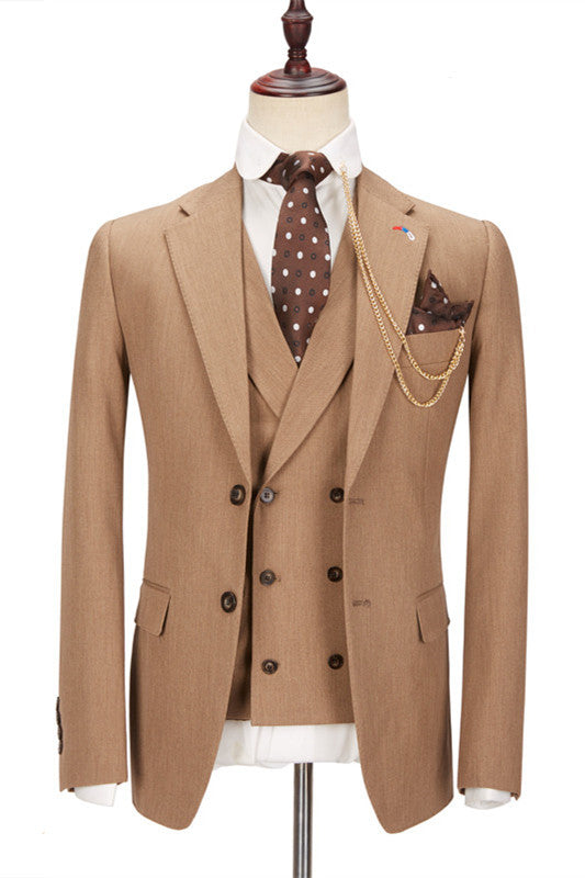 Popular Brown Dinner Formal Bespoke Suit with Notched Lapel for Prom