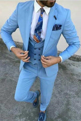 Popular Business Casual Men's Suit for Prom Three Pieces with Notched Lapel