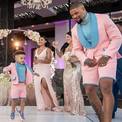 Popular Pink Jacquard Shawl Lapel One-Button Wedding Suit