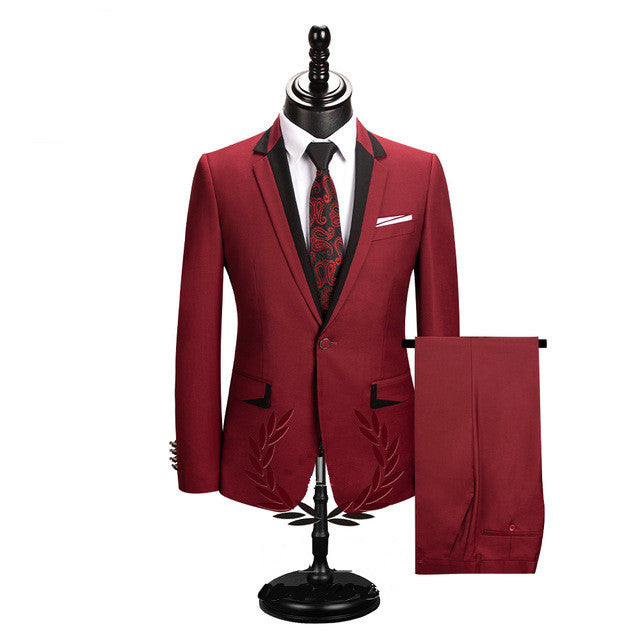 Popular Red Tuxedo Suit with Notched Lapel for Groom