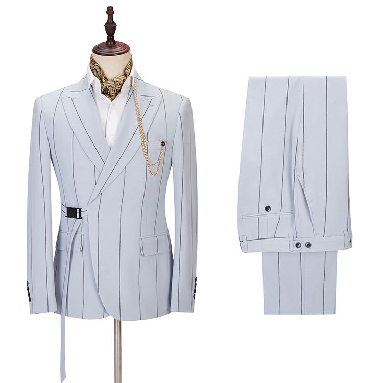 Popular Slim Fit Striped Formal Dinner Suit with Peaked Lapel