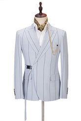 Popular Slim Fit Striped Formal Dinner Suit with Peaked Lapel