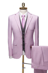 Purple Tuxedo Prom Notched Collar Outfits for Men, Three Pieces