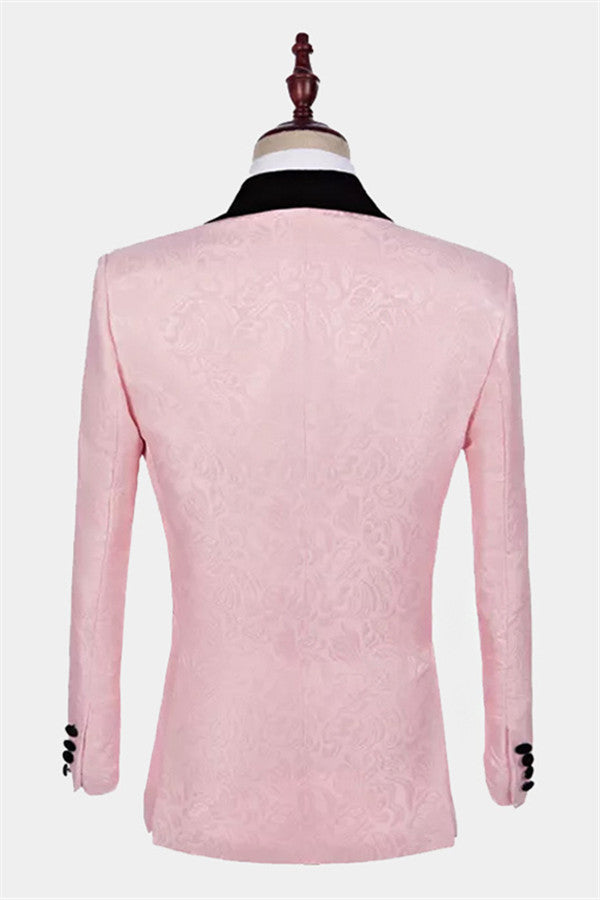 Reception Suit - Pink Jacquard Tuxedo on Sale for Groom