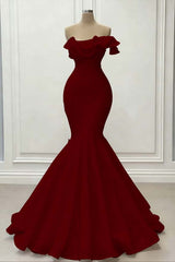 Gorgeous Strapless Red Mermaid Long Prom Dress with Sequins and Embroidery