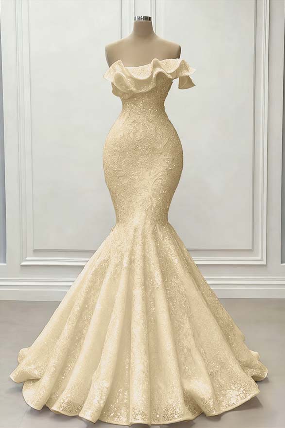 Gorgeous Strapless Red Mermaid Long Prom Dress with Sequins and Embroidery