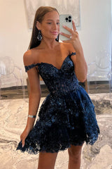 Red Off the Shoulder Sheer Corset Tiered Ruffles Homecoming Dress