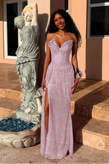 Red Strapless Mermaid Long Prom Dress with Sequins Split
