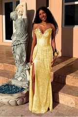 Red Strapless Mermaid Long Prom Dress with Sequins Split