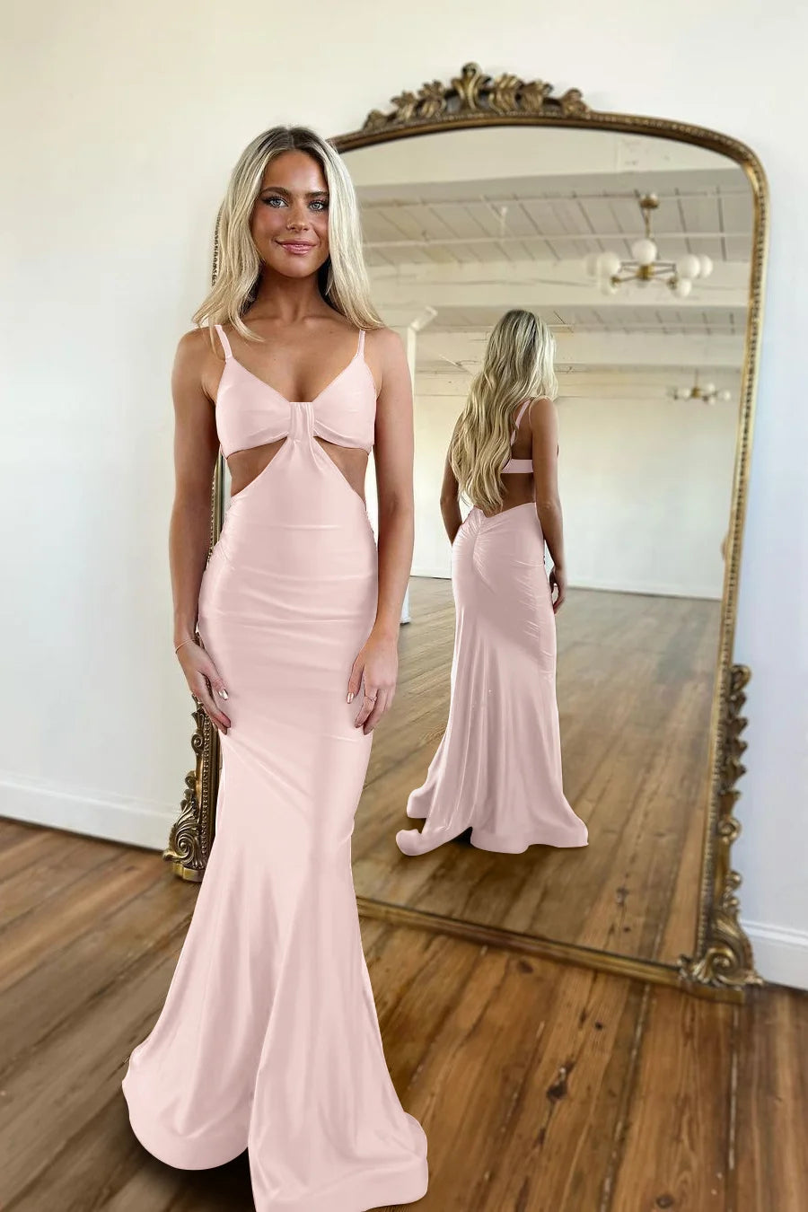 Red Tight Spaghetti Strap Mermaid Prom Dress