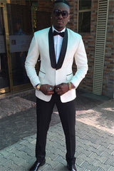 Romantic White Shawl Lapel One-Button Wedding Suit for Men¡¯s Parties