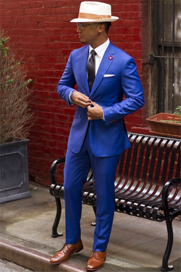 Royal Blue High Quality Reception Prom Suit for Man with Notched Lapel