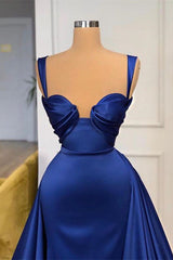 Royal Blue Mermaid Prom Dress with Detachable Train