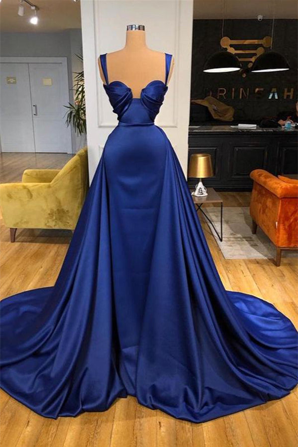 Royal Blue Mermaid Prom Dress with Detachable Train