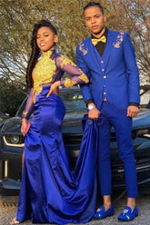 Royal Blue Two Pieces Appliques Casual Suit for Groom