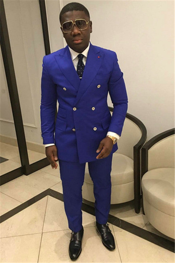 Royal Blue Wedding Suit for Groom - Double Breasted Designer