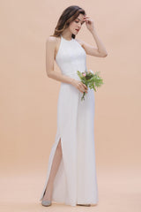 Sexy Halter Backless Lace Bridesmaid Jumpsuit with Slits On Sale-Babyonlines