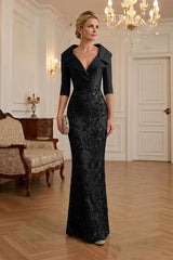 Sequin Floral Sheath Floor‑Length Mother of the Bride & Groom Dress with Satin Bodice