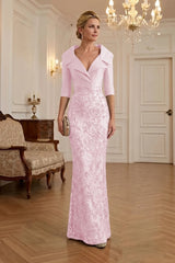 Sequin Floral Sheath Floor‑Length Mother of the Bride & Groom Dress with Satin Bodice