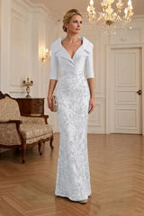 Sequin Floral Sheath Floor‑Length Mother of the Bride & Groom Dress with Satin Bodice