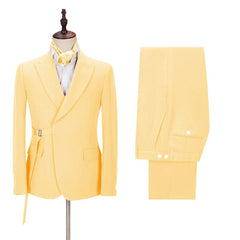 Shining Best-Fit Yellow Peaked Lapel Prom Suit for Men 2024