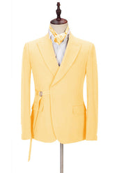 Shining Best-Fit Yellow Peaked Lapel Prom Suit for Men 2024
