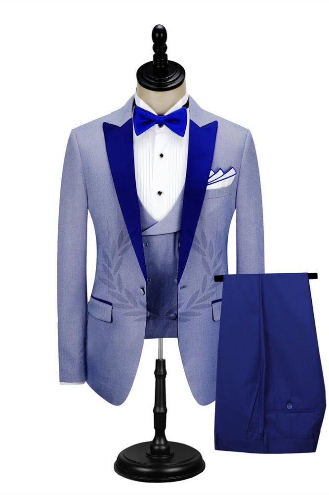 Shining Royal Blue Formal Prom Suit with Peak Lapel