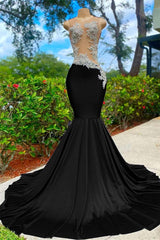 Shining V Neck Mermaid Long Prom Dress with Appliques
