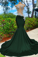 Shining V Neck Mermaid Long Prom Dress with Appliques