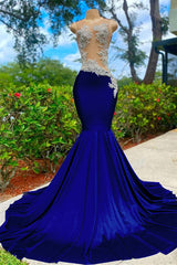 Shining V Neck Mermaid Long Prom Dress with Appliques